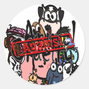 Pegatina Redonda Pegatinas contra la crueldad contra los animales