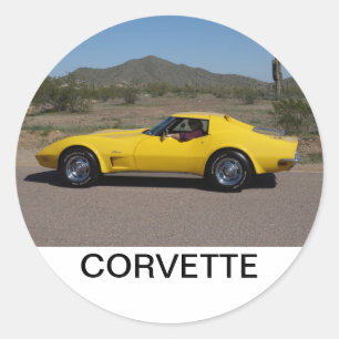 Pegatina Redonda Pegatinas Corvettes Amarillos de 1973