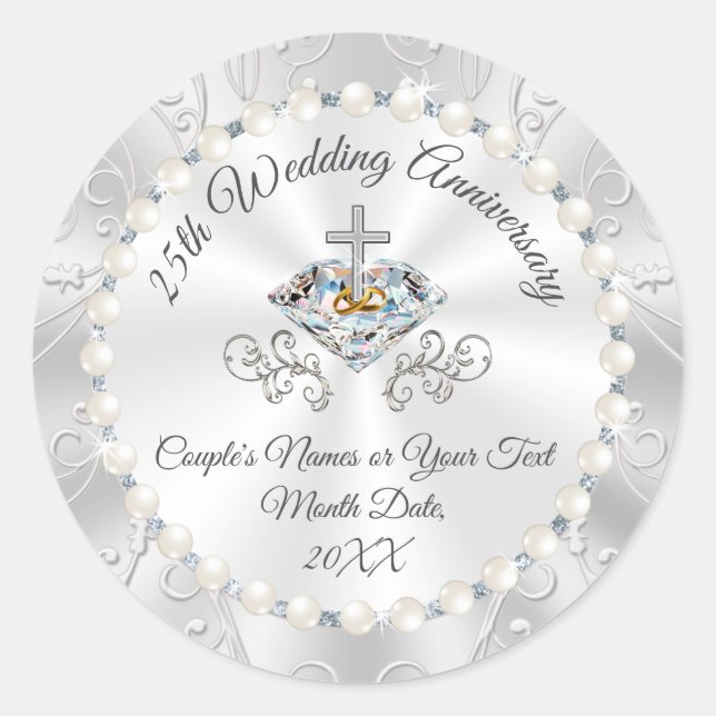 Pegatina Redonda Pegatinas cristianos del 25° aniversario para sobr (Anverso)