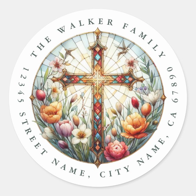 Pegatina Redonda Pegatinas cruzados (Anverso)