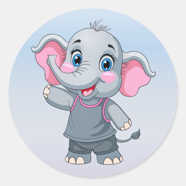 Pegatina Redonda Pegatinas Cute Baby Elephant (Anverso)