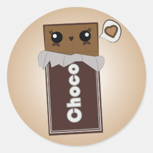 Pegatina Redonda Pegatinas Cute Chocolate Bar