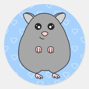 Pegatina Redonda Pegatinas Cute Personalizado Gray Hamster