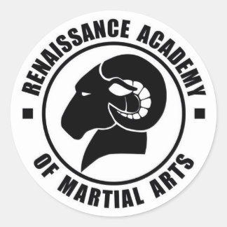 Pegatina Redonda pegatinas de 3", conjunto de seis, logotipo blanco