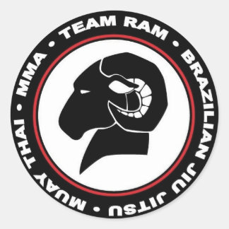 Pegatina Redonda pegatinas de 3", conjunto de seis, logotipo rojo y