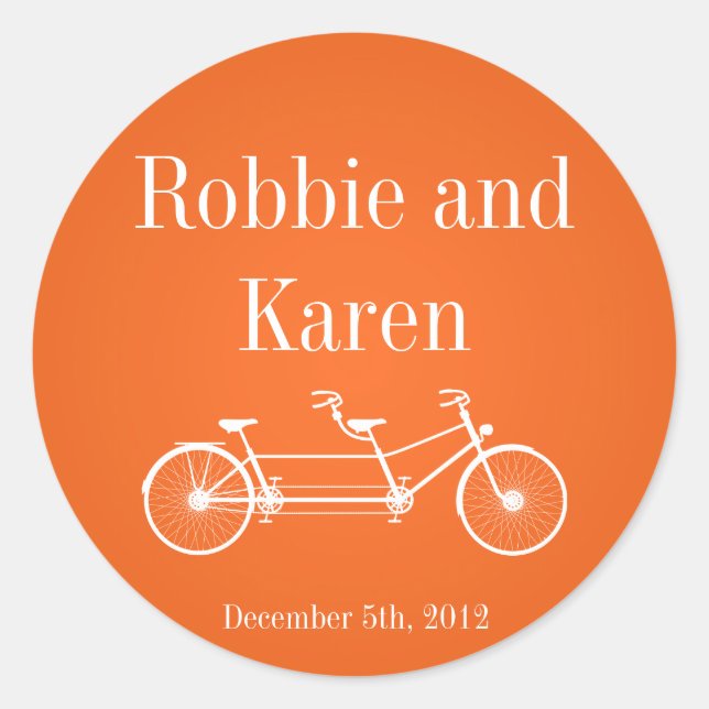 Pegatina Redonda pegatinas de 6 a 3" Naranja singulares  bicicleta  (Anverso)