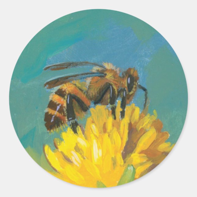 Pegatina Redonda Pegatinas de abejas (Anverso)