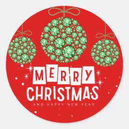 Pegatina Redonda Pegatinas de adornos navideños rojas y verdes