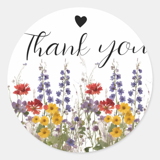 Pegatina Redonda Pegatinas de agradecimiento de flores silvestres p (Anverso)