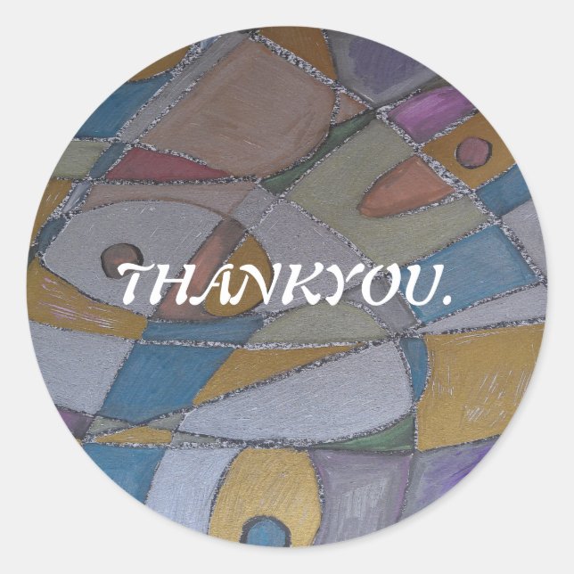 PEGATINA REDONDA PEGATINAS DE AGRADECIMIENTO DE LA ARTISTA PAULA RE (Anverso)