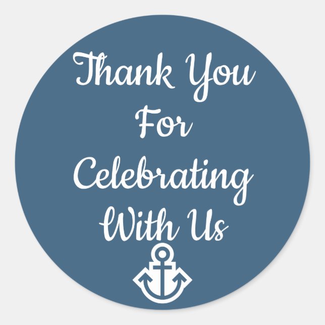 Pegatina Redonda Pegatinas de Agradecimiento Preppy y Náutico (Anverso)