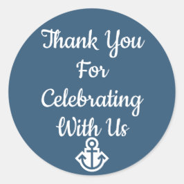 Pegatina Redonda Pegatinas de Agradecimiento Preppy y Náutico