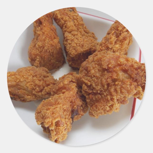 Pegatina Redonda Pegatinas de Alas de Pollo Caliente (Anverso)
