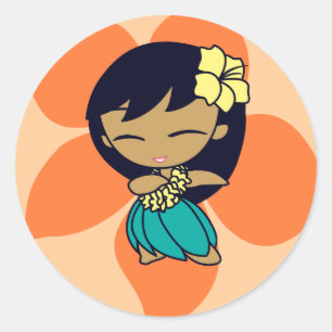 Pegatina Redonda pegatinas de "Aloha Honeys" en lt. peach