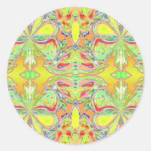 Pegatina Redonda pegatinas de "Amarilla Mariposa Mandala"