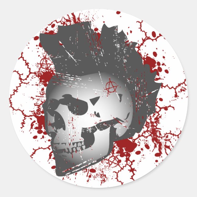 Pegatina Redonda Pegatinas de Anarchy Mohawk Skull (Anverso)