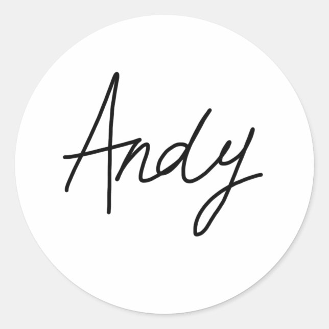 Pegatina Redonda Pegatinas de Andy's Signature (Anverso)
