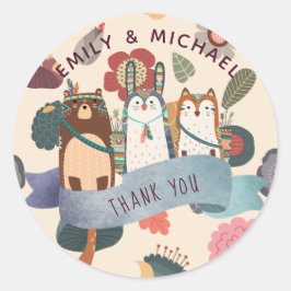 Pegatina Redonda Pegatinas de animales de bosque por favores y sobr