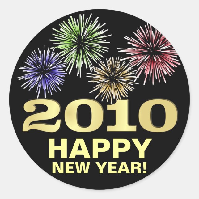 Pegatina Redonda pegatinas de Año Nuevo 2010 (Anverso)