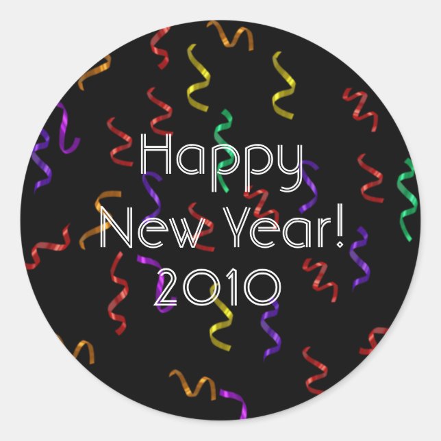 Pegatina Redonda Pegatinas de Año Nuevo Feliz (Anverso)