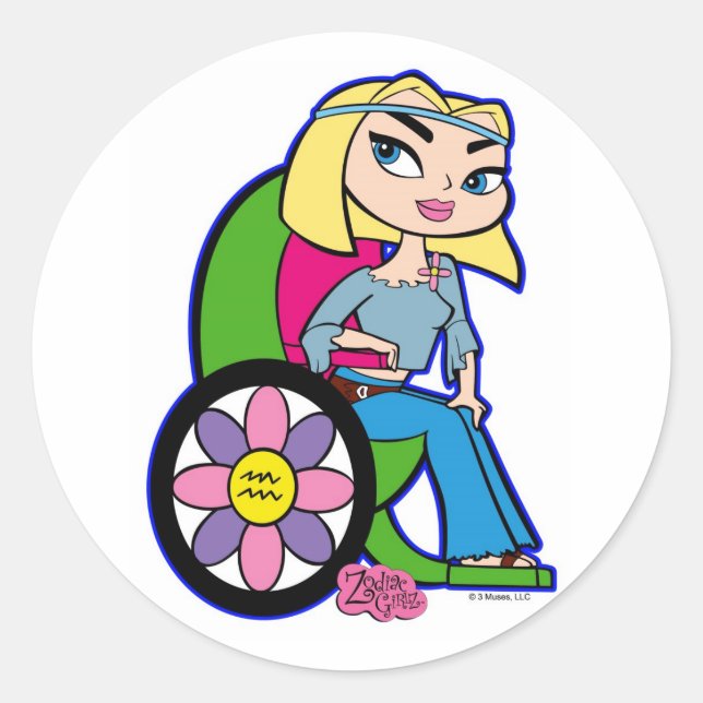 Pegatina Redonda Pegatinas de Aquarius (Anverso)