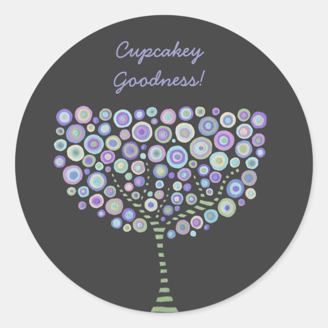 Pegatina Redonda Pegatinas de árbol de círculo retro azul (Anverso)