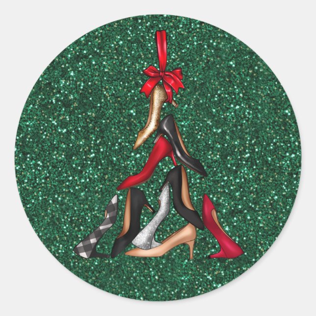 Pegatina Redonda Pegatinas de árbol de Navidad de tacones altos (Anverso)