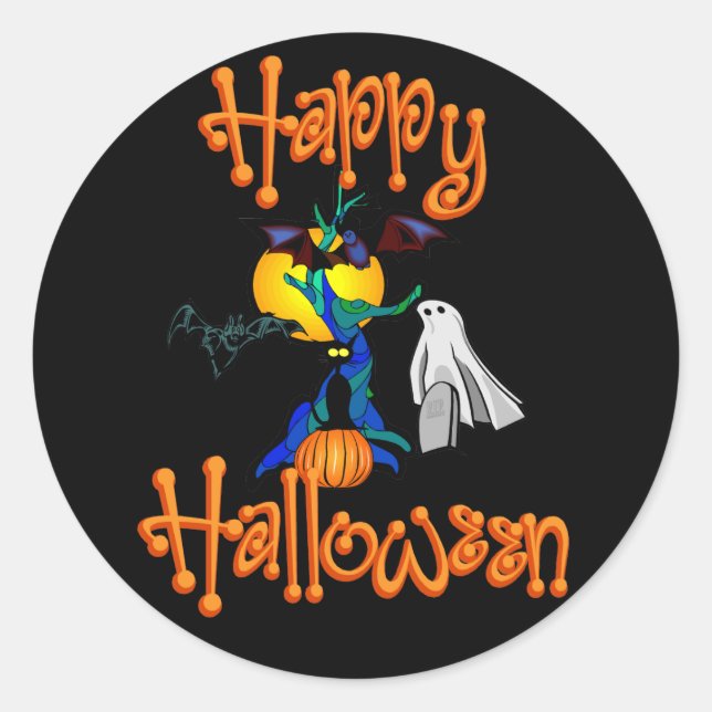 Pegatina Redonda Pegatinas de árbol embrujados (Anverso)