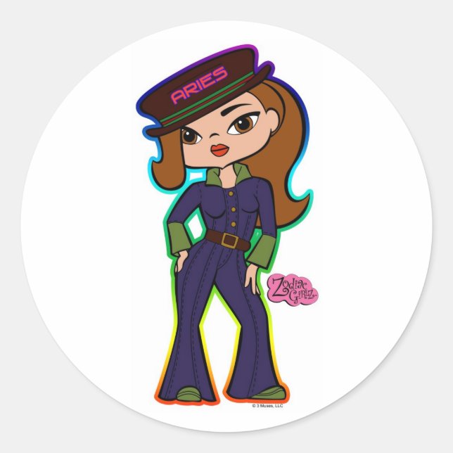 Pegatina Redonda Pegatinas de Aries (Anverso)