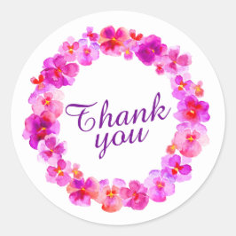 Pegatina Redonda Pegatinas de arte acuarela gracias por la cortina 