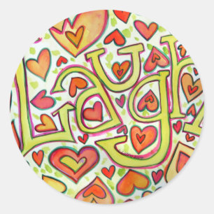 Pegatina Redonda Pegatinas de arte de Laugh Word