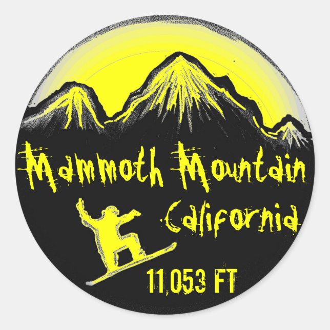Pegatina Redonda Pegatinas de arte en snowboard de Mammoth Mountain (Anverso)