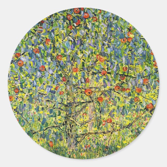 Pegatina Redonda Pegatinas de arte Gustav Klimt pintando el árbol d (Anverso)
