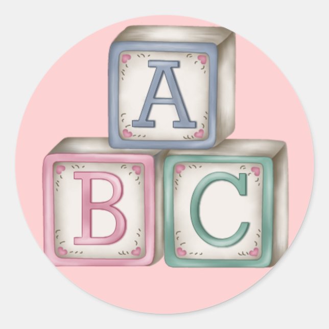 Pegatina Redonda Pegatinas de Baby Blocks (Anverso)