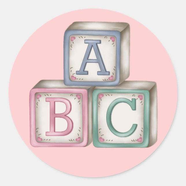 Pegatina Redonda Pegatinas de Baby Blocks (Anverso)