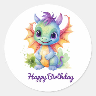 Pegatina Redonda Pegatinas de Baby Dragon