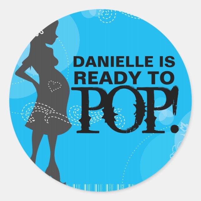 Pegatina Redonda Pegatinas de Baby Shower (Anverso)