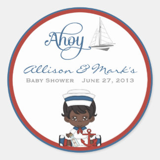 Pegatina Redonda Pegatinas de Baby Shower afroamericanos nacionalis