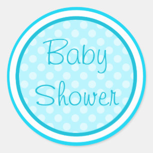 Pegatina Redonda Pegatinas de Baby Shower Aqua Blue