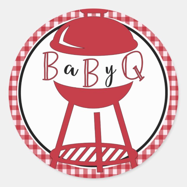 Pegatina Redonda Pegatinas de Baby Shower BBQ (Anverso)