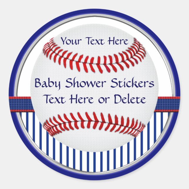 Pegatina Redonda Pegatinas de Baby Shower de béisbol personalizados (Anverso)