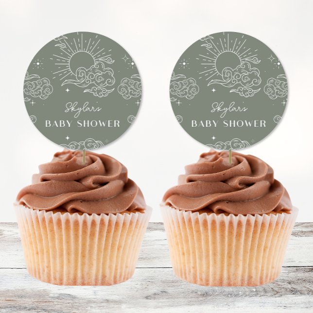 Pegatina Redonda Pegatinas de Baby Shower de Celestial Tarot Sage (Subido por el creador)