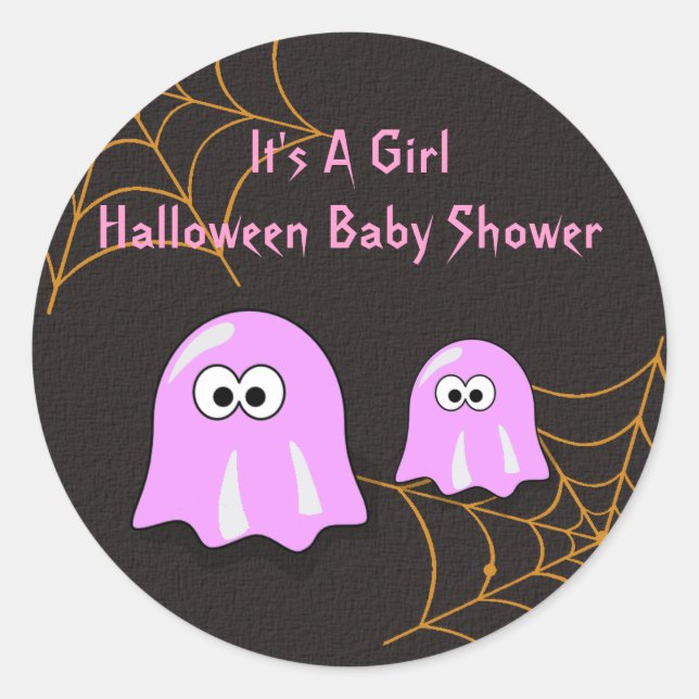 Pegatina Redonda Pegatinas de Baby Shower de chica Ghost Halloween