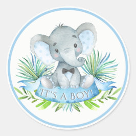 Pegatina Redonda Pegatinas de Baby Shower de Elephant Boys