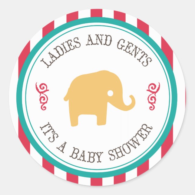 Pegatina Redonda Pegatinas de Baby Shower de Little Peanut Circus (Anverso)