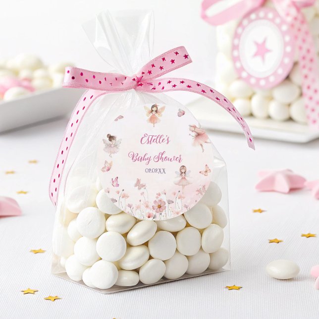 Pegatina Redonda Pegatinas de Baby Shower de moda Fairy Princess (Subido por el creador)