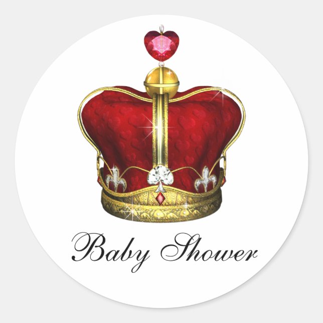 Pegatina Redonda Pegatinas de Baby Shower de Red Gold Prince (Anverso)