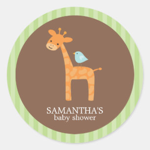 Pegatina Redonda Pegatinas de Baby Shower de Safari Friends