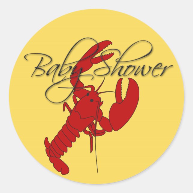 Pegatina Redonda Pegatinas de Baby Shower del Red Lobster Crayfish (Anverso)