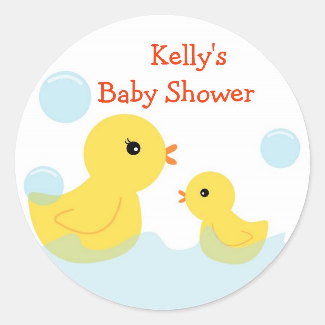 Pegatina Redonda Pegatinas de Baby Shower Rubber Ducky (Anverso)
